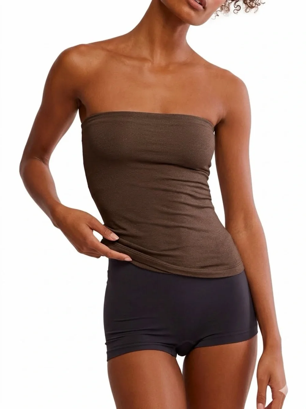 Free People Brown Strapless Tube Bandeau Top